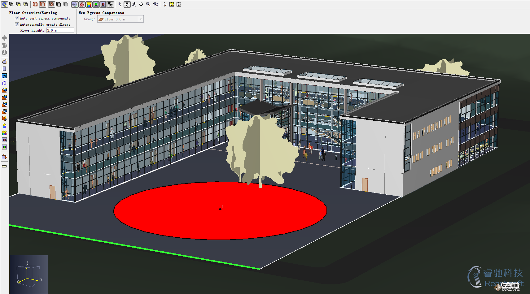 西安消防安全評(píng)估西安人員疏散能力模擬分析軟件Pathfinder7